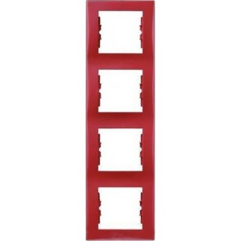 Рамка установочная 4-постовая вертикальная красная SEDNA SDN5802041